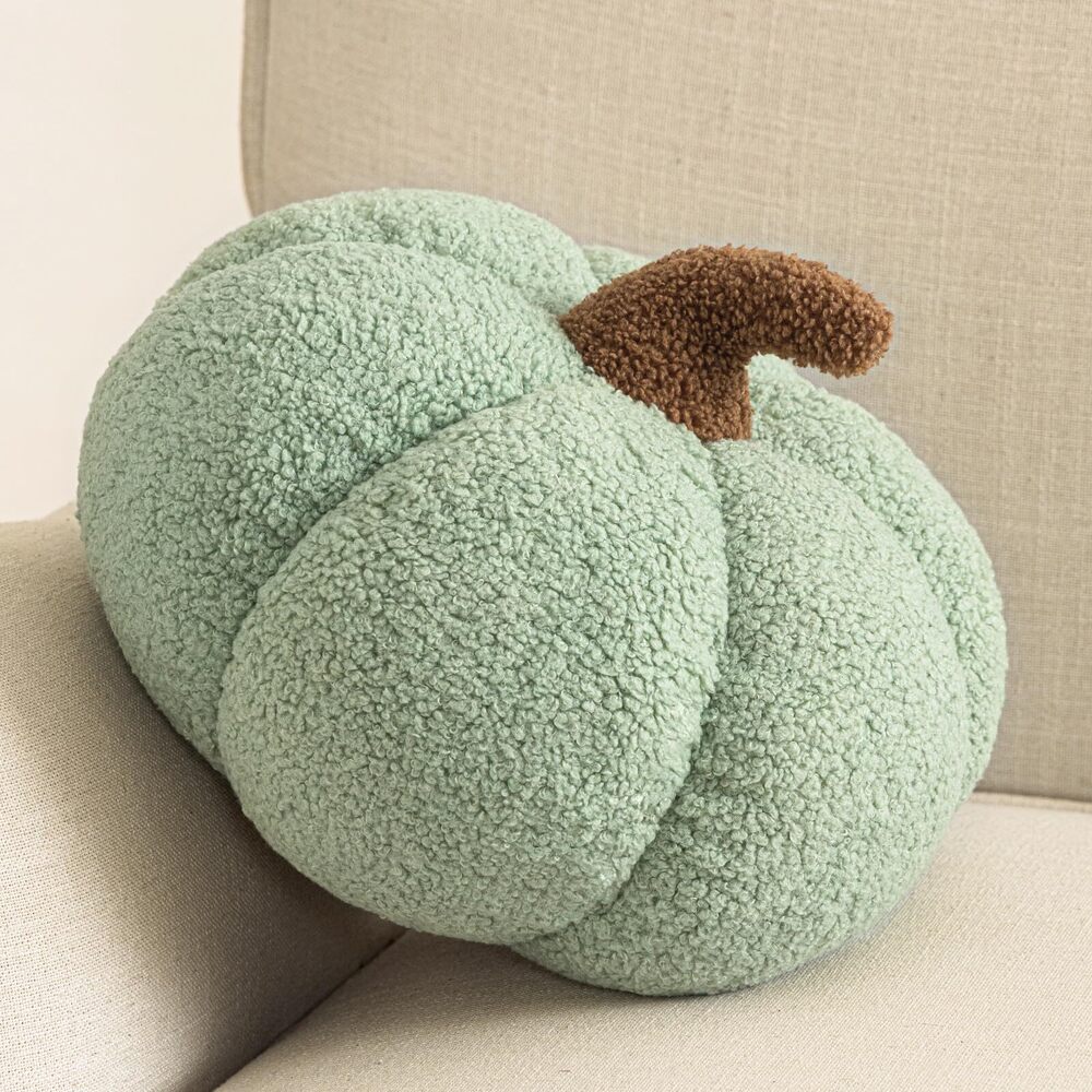 9963 Teddy Fleece Pumpkin Throw Pillows Ultra Soft Sherpa Decorative Cute